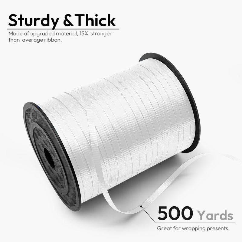 HimBen 500 Yards Curling Ribbon for Gift Wrapping, 3/16" Balloon String for Christmas Valentine Birthday Wedding Party Festival Decoration, Crafts, Flower Bouquet(Crimped White) - Image 2